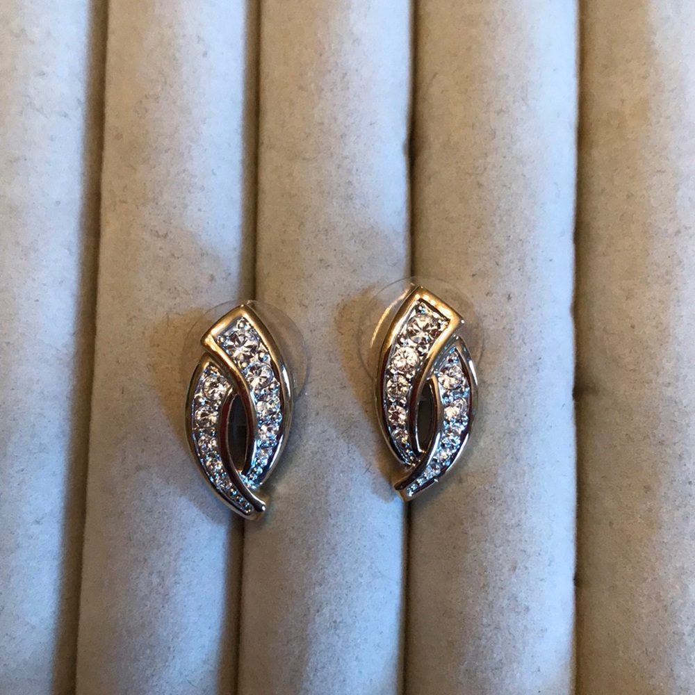 Goldtone and crystal earrings